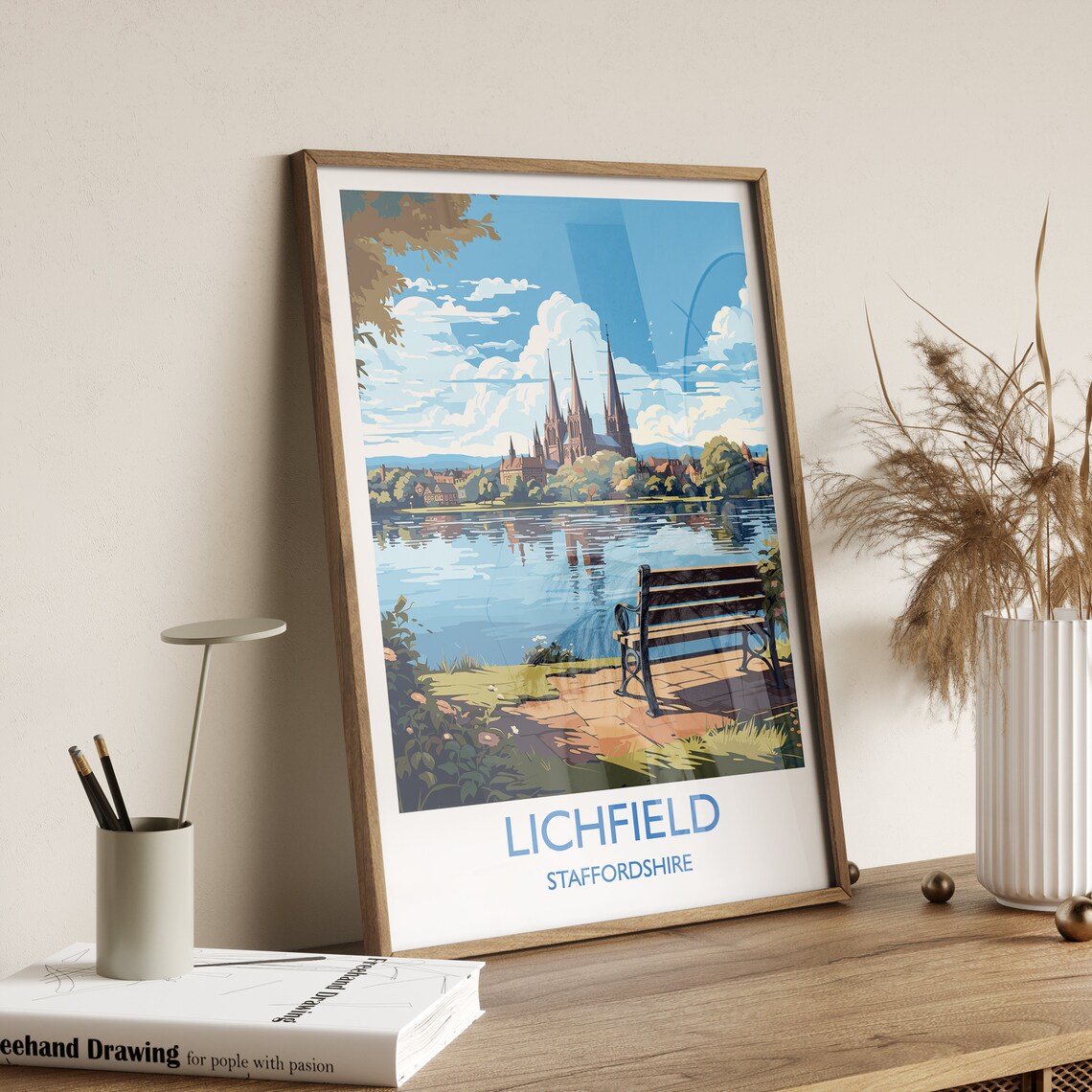 Lichfield Travel Poster, Staffordshire England - Image 3