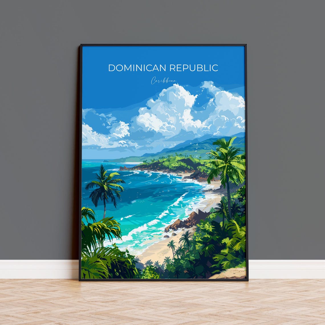 Dominican Republic Travel Poster Travel Print Of Dominican Republic Dominican Republic Art Lovers Gift Caribbean Gift Wall Art Print