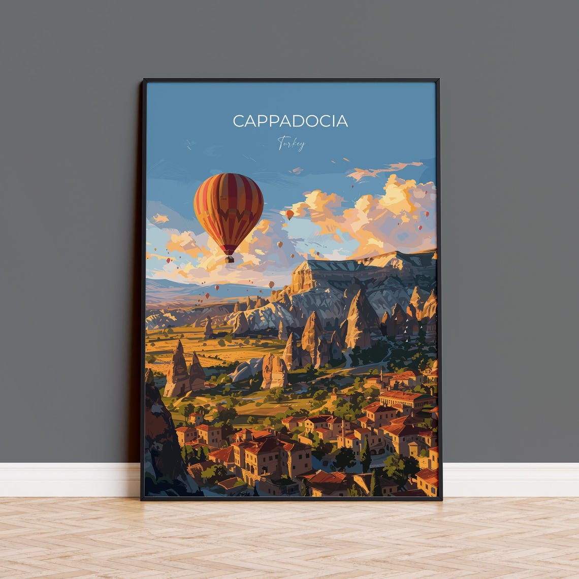 Cappadocia Turkey Hot Air Balloon Fairy Chimney Valley Poster