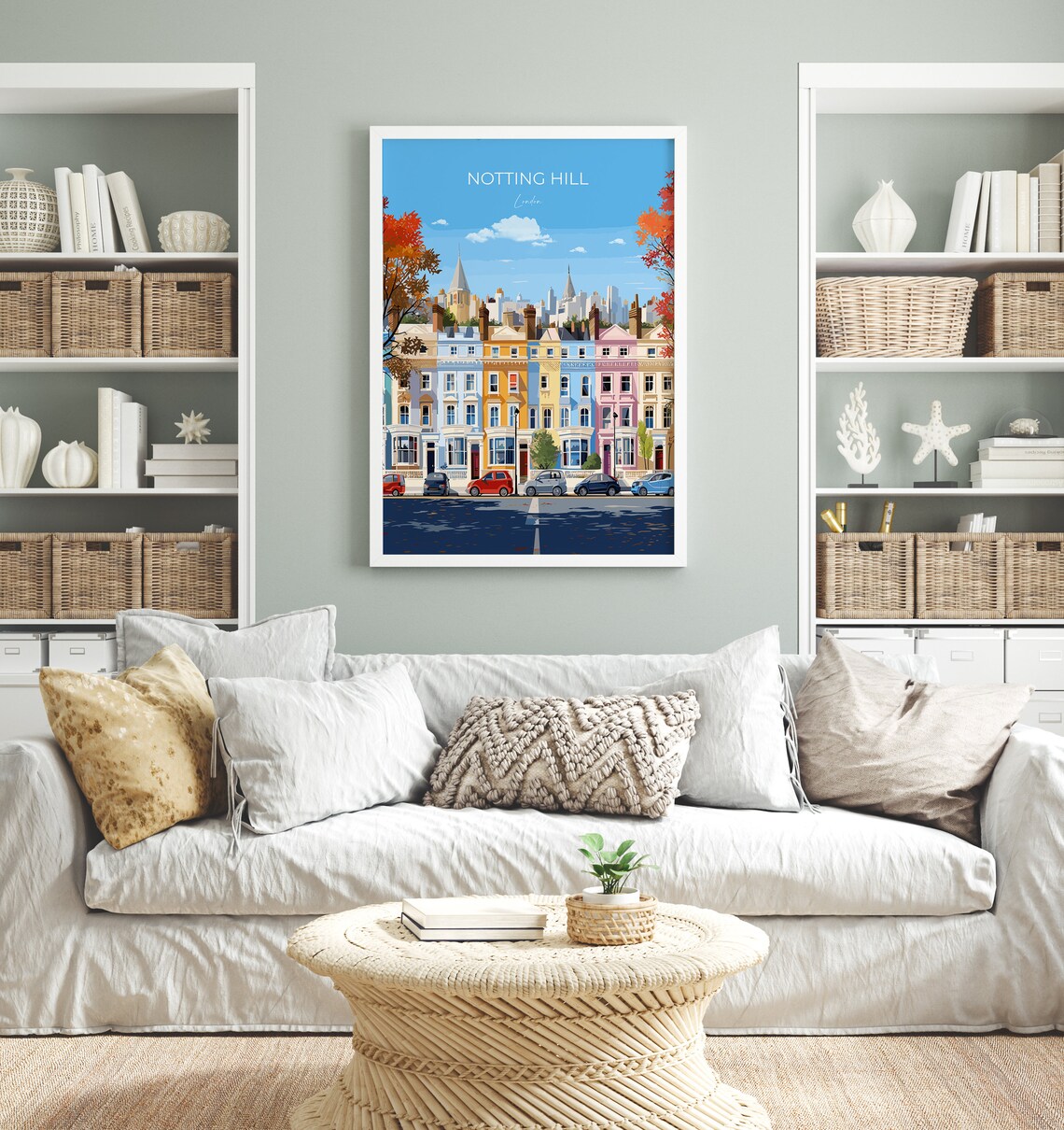 Notting Hill London Colorful Terraces Street Travel Poster Wall Decor - Image 4