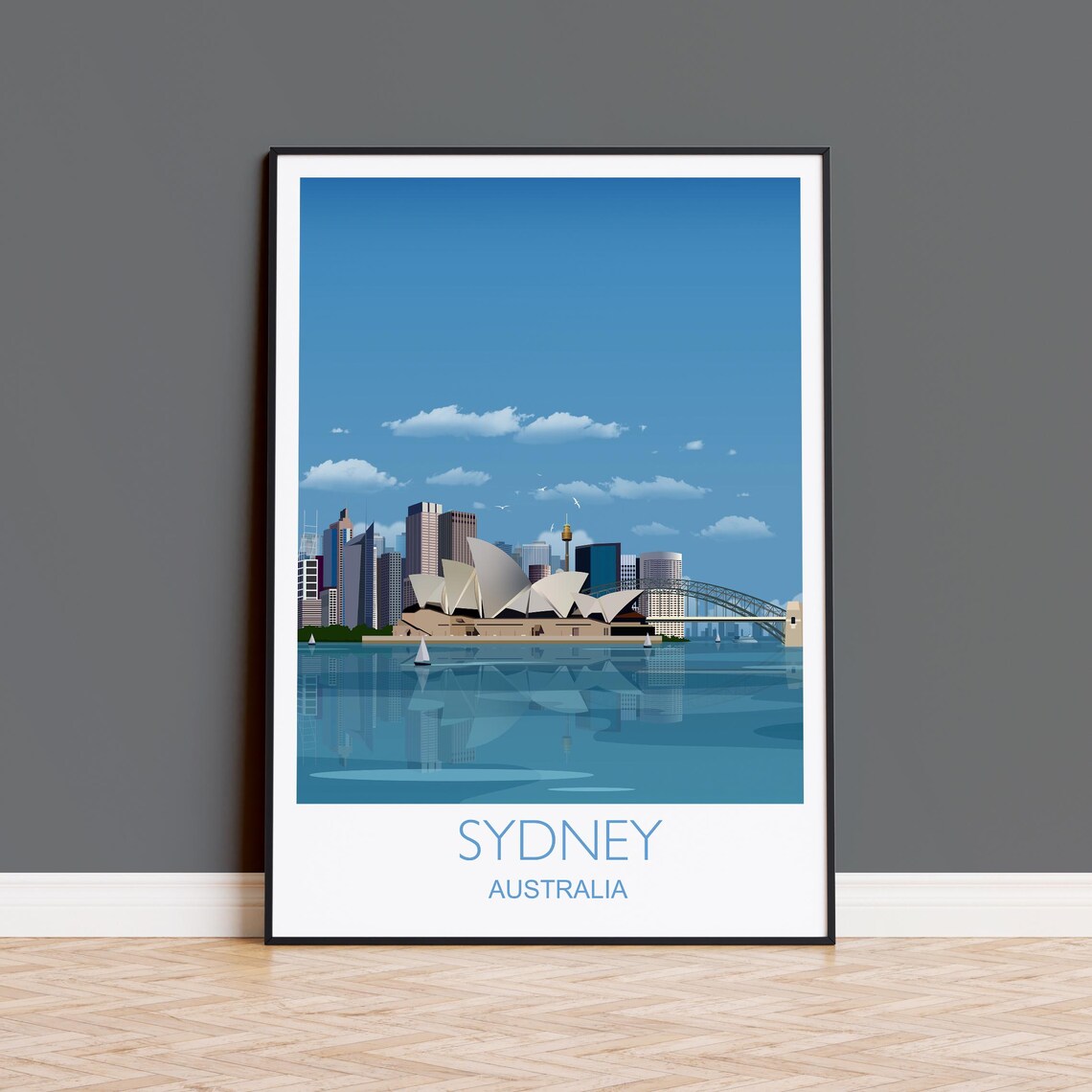 Sydney Harbour Opera House Skyline Classic Travel Label Poster