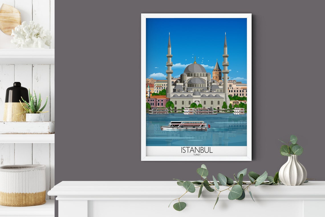 Istanbul Turkey Domed Mosque Minarets Bosphorus Ferry Poster - Image 3