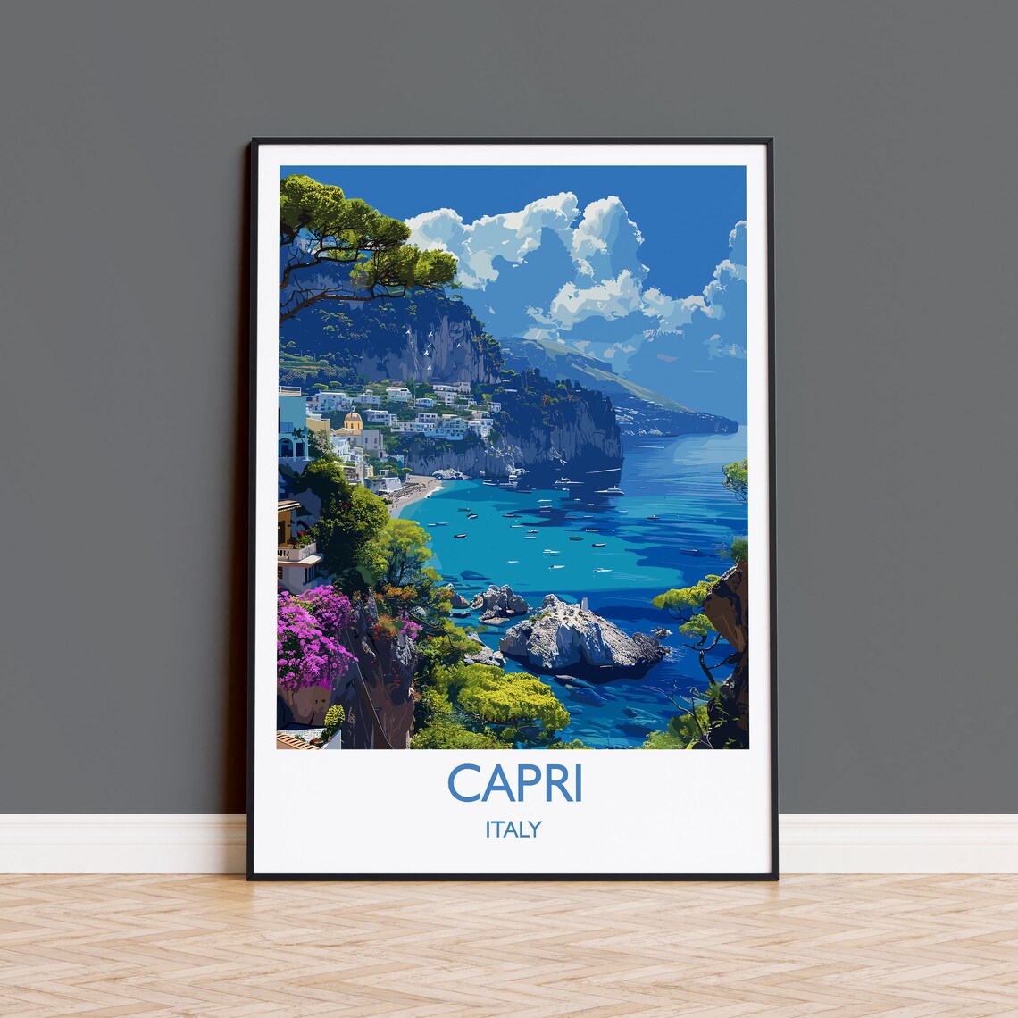 Capri Travel Poster, Amalfi Coast Gift Art Print