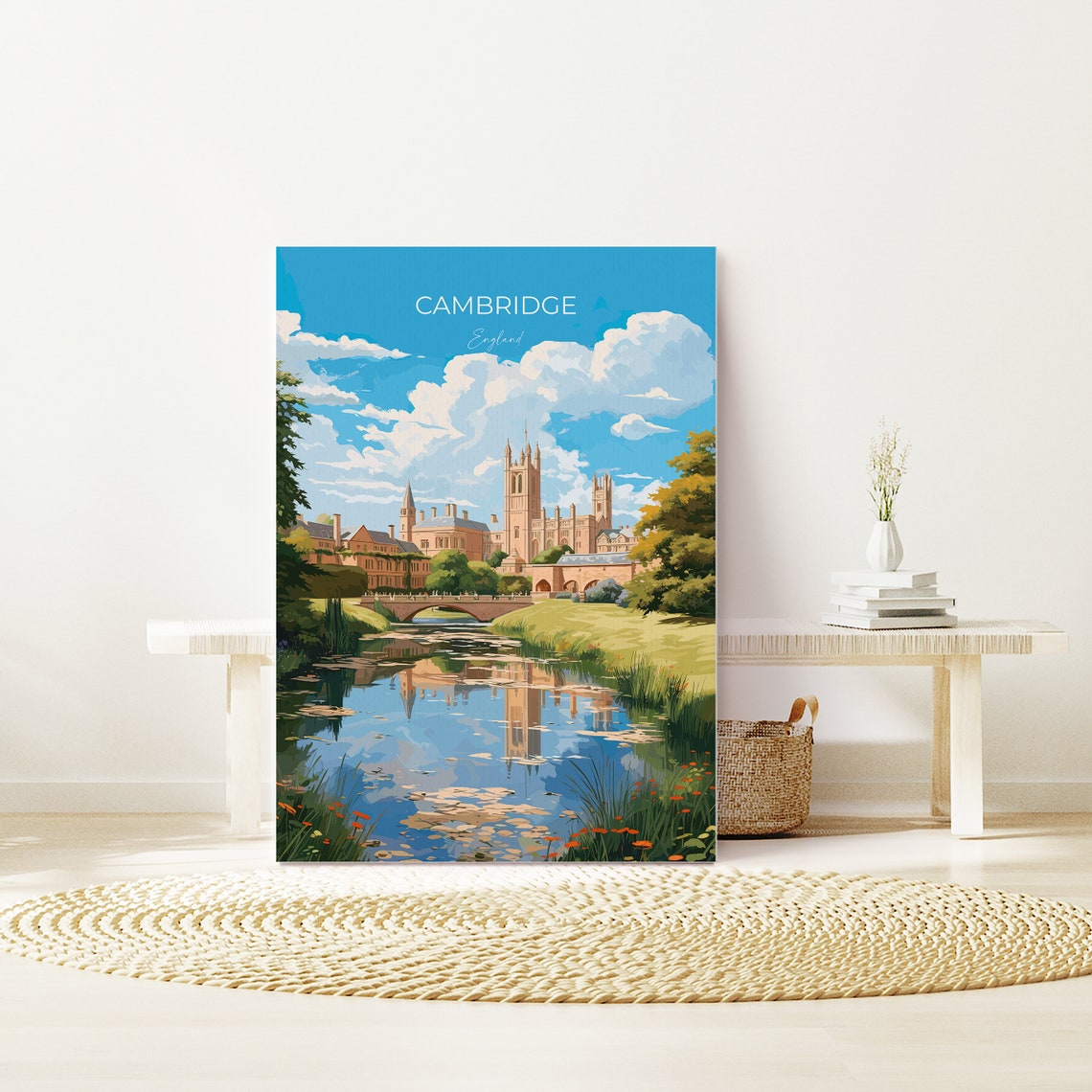 Cambridge England University Colleges River Cam View Art Poster - Image 3