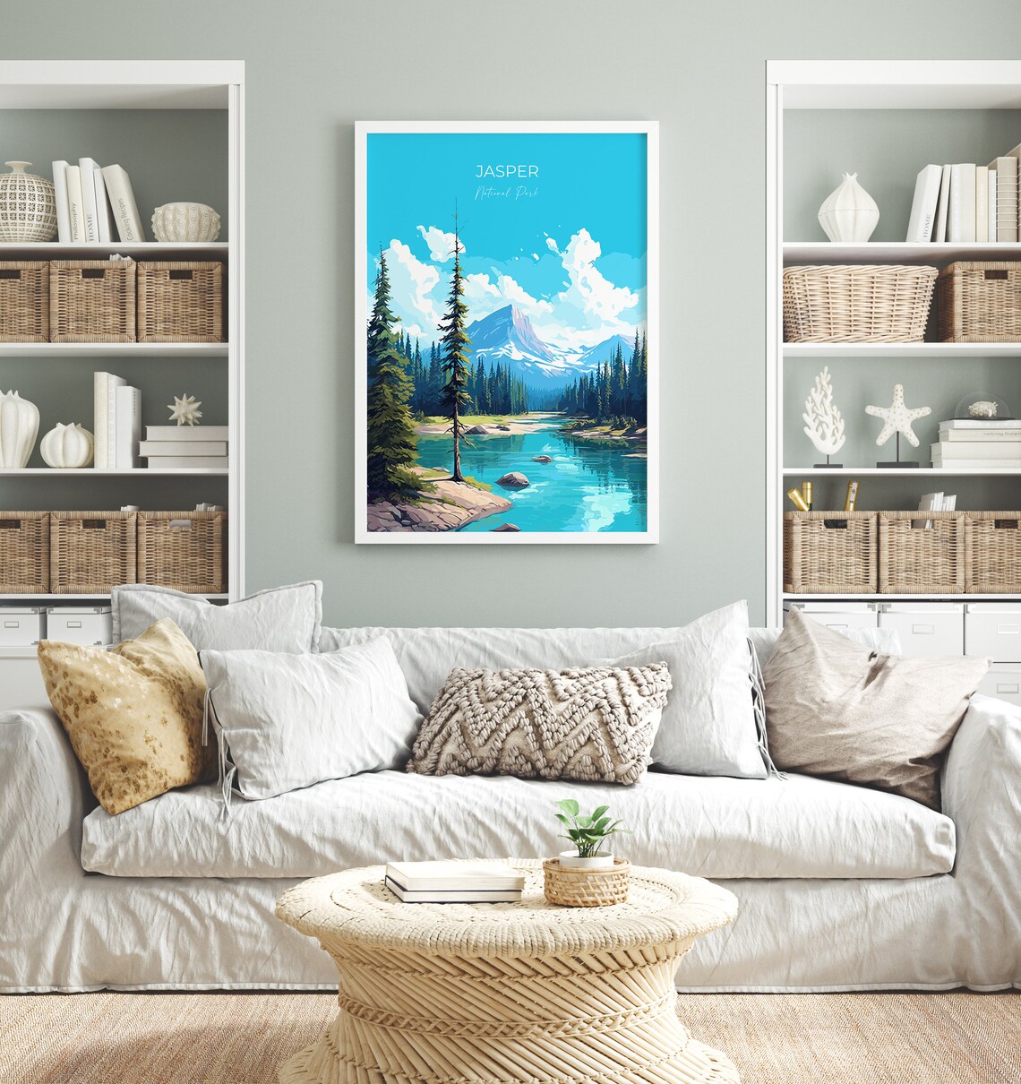 Jasper National Park Snowy Peak Turquoise Lake Canadian Rockies Poster - Image 3