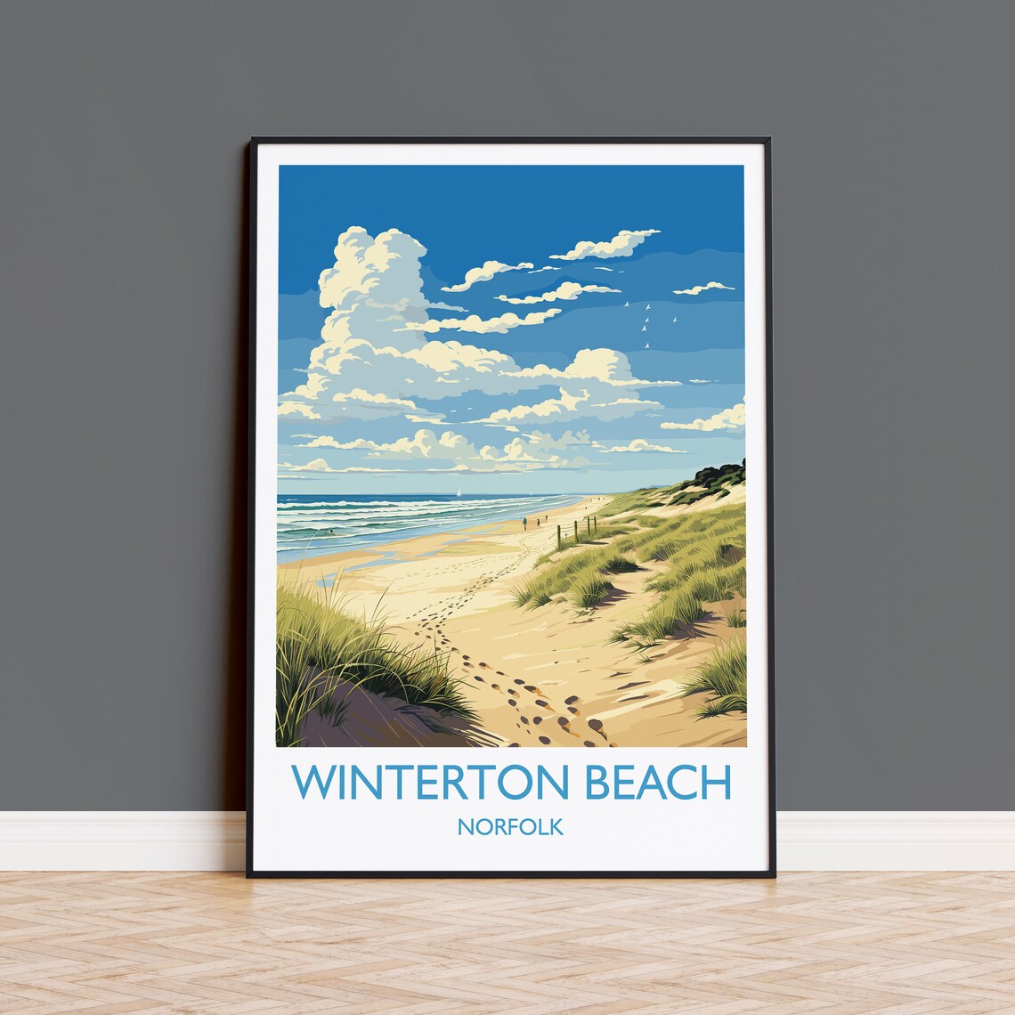 Winterton Beach Travel Poster, Norfolk England