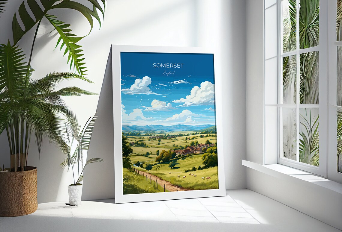 Somerset Travel Poster, England Landscape Art Print - Image 3
