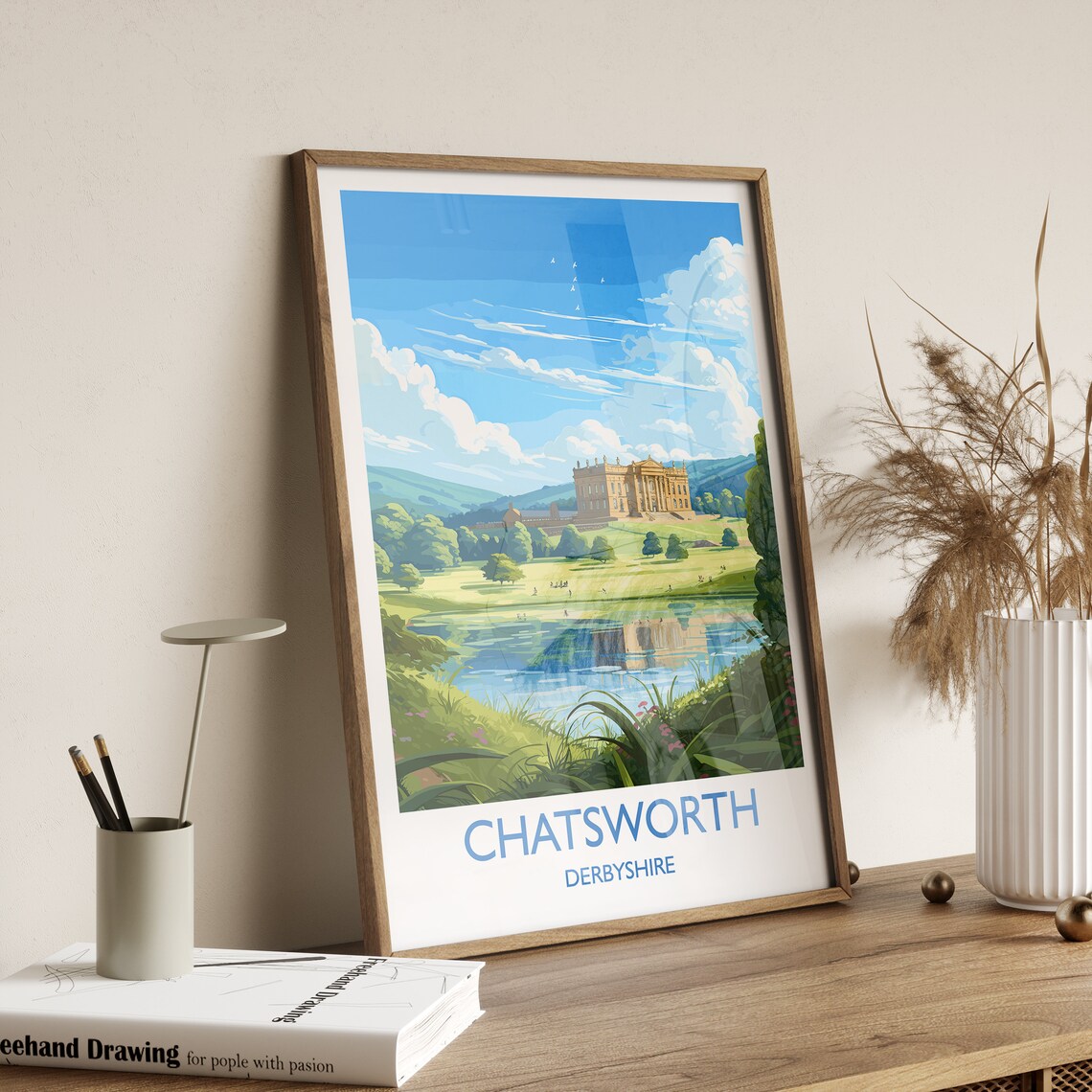Chatsworth Travel Poster, English Countryside - Image 3