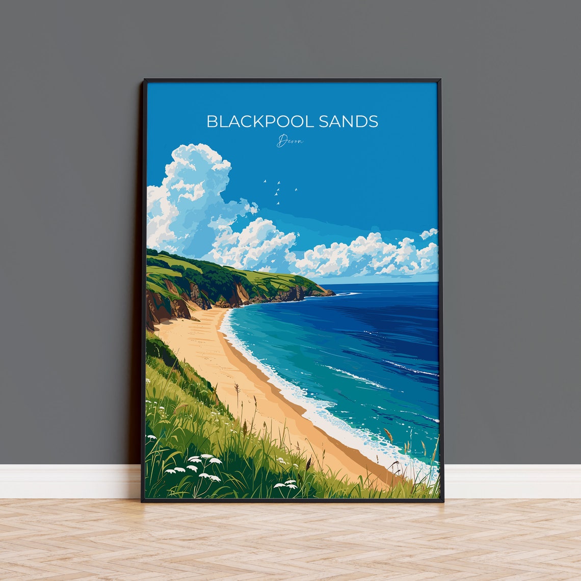 Blackpool Sands Devon Sunny Cove Cliffs Sparkling Sea Poster