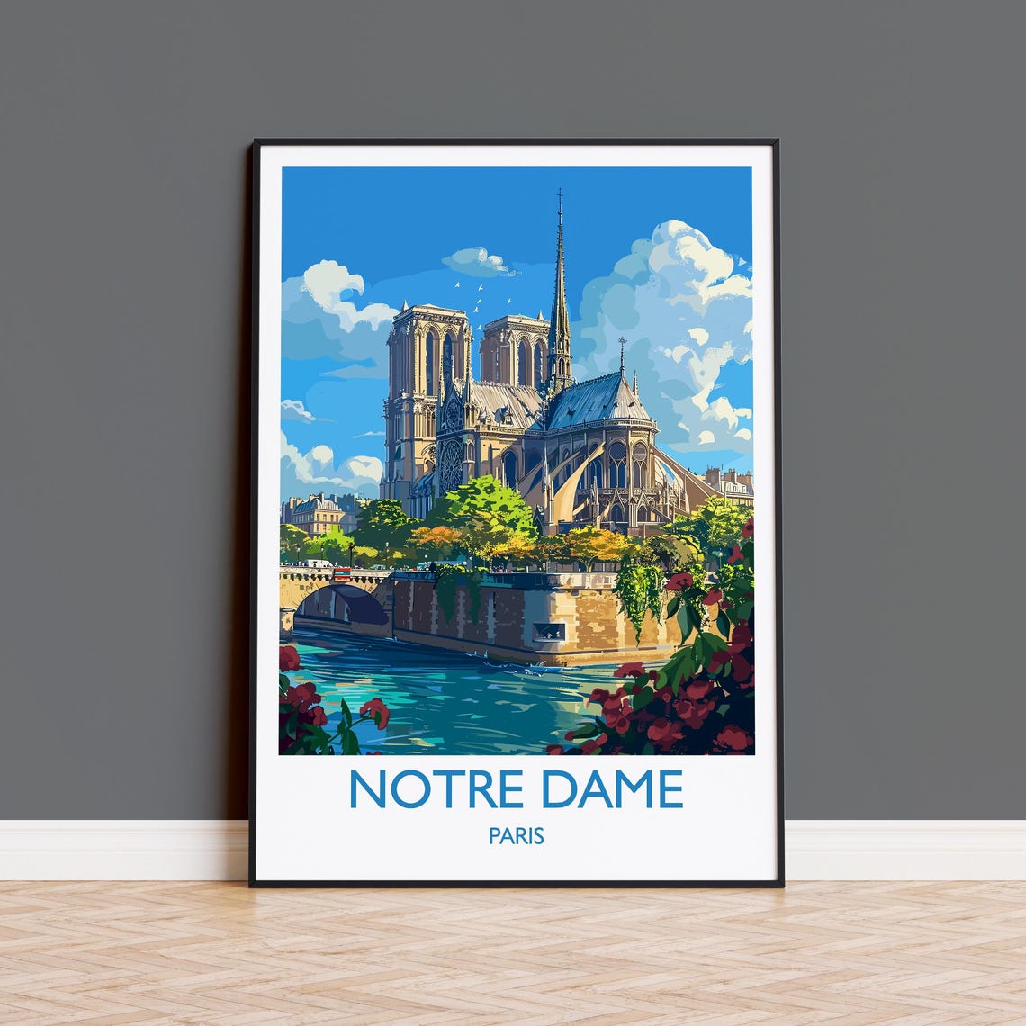 Notre Dame Paris Travel Poster Travel Print Of Notre Dame Paris France Paris Art Lovers Gift Notre Dame France Wall Art