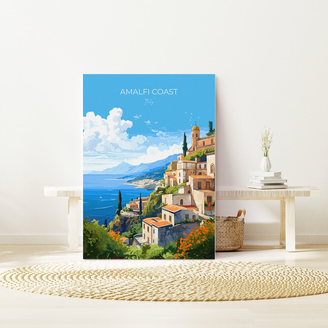 Amalfi Coast Italy Cliffside Village Seaside Travel Poster Wall Decor - Image 4