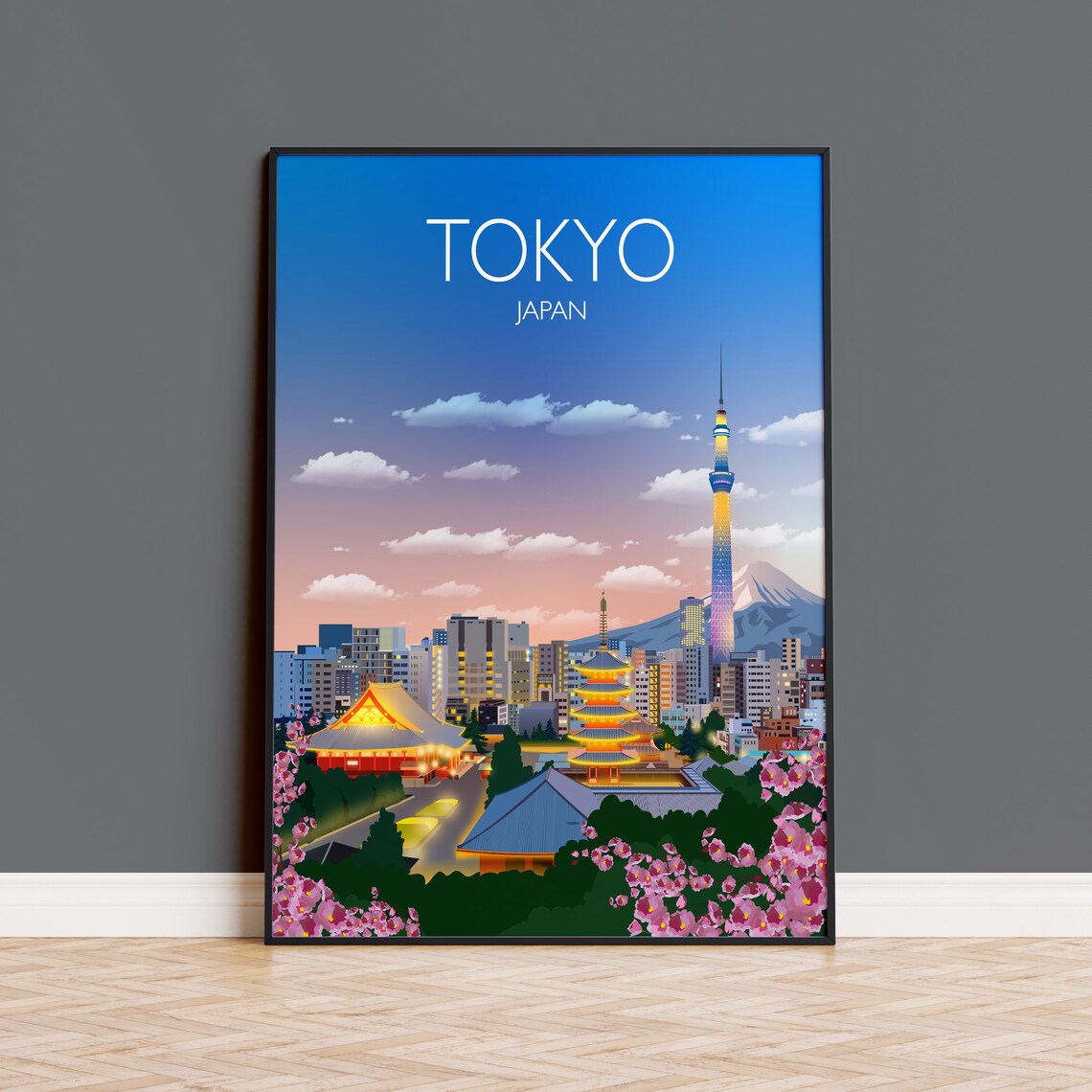 Tokyo Travel Poster, Japan Cityscape Art Print