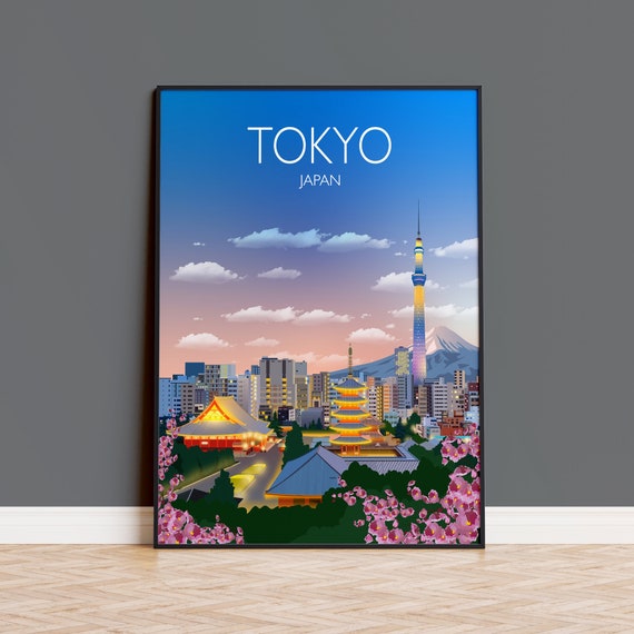 Tokyo Travel Poster, Japan Cityscape Art Print