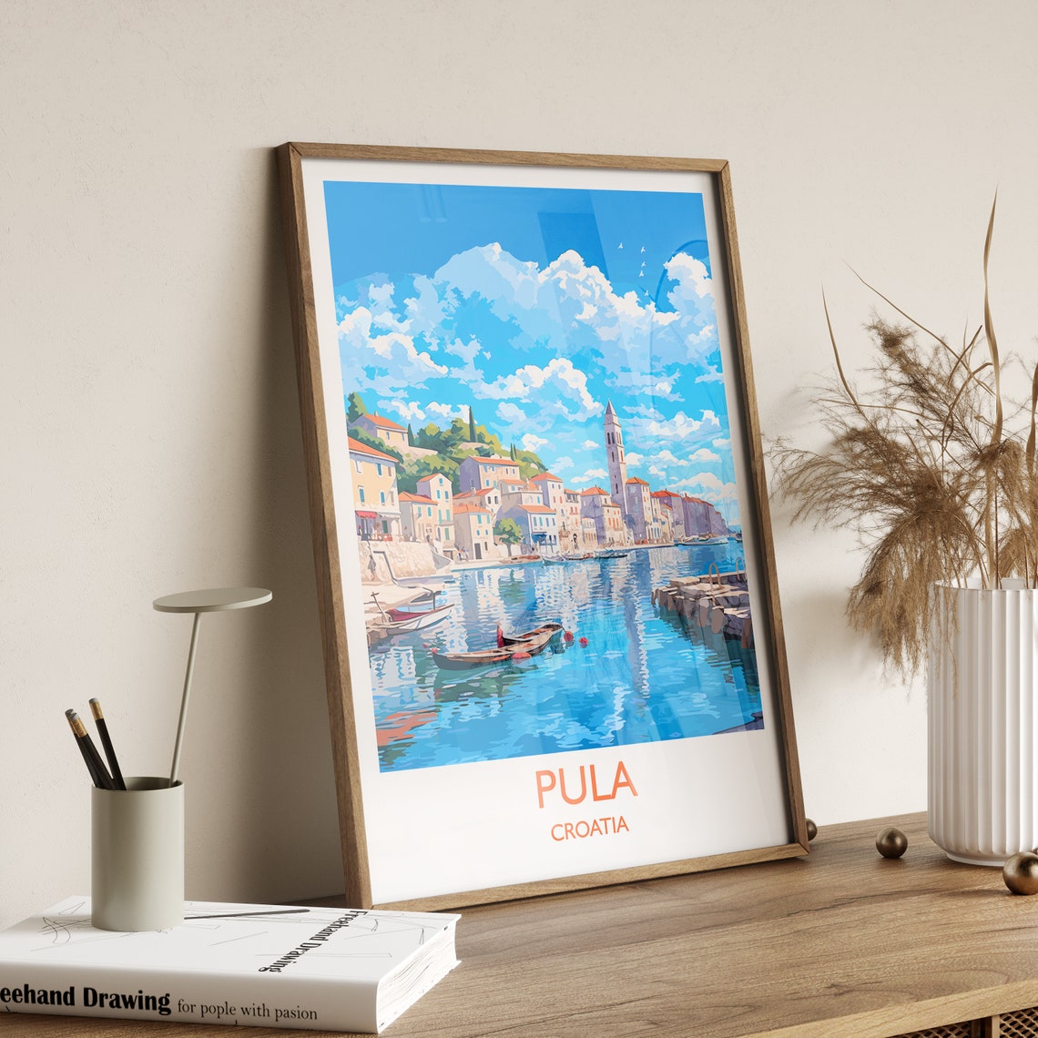 Pula Croatia Istrian Harbor Old Town Seafront View Travel Poster - Image 3