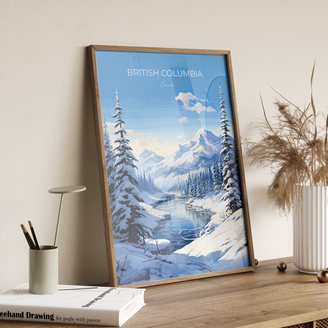 British Columbia Wall Art Travel Poster Travel Print Of British Columbia British Columbia Art Lovers Gift Canada Winter Art Travel Gift - Image 2