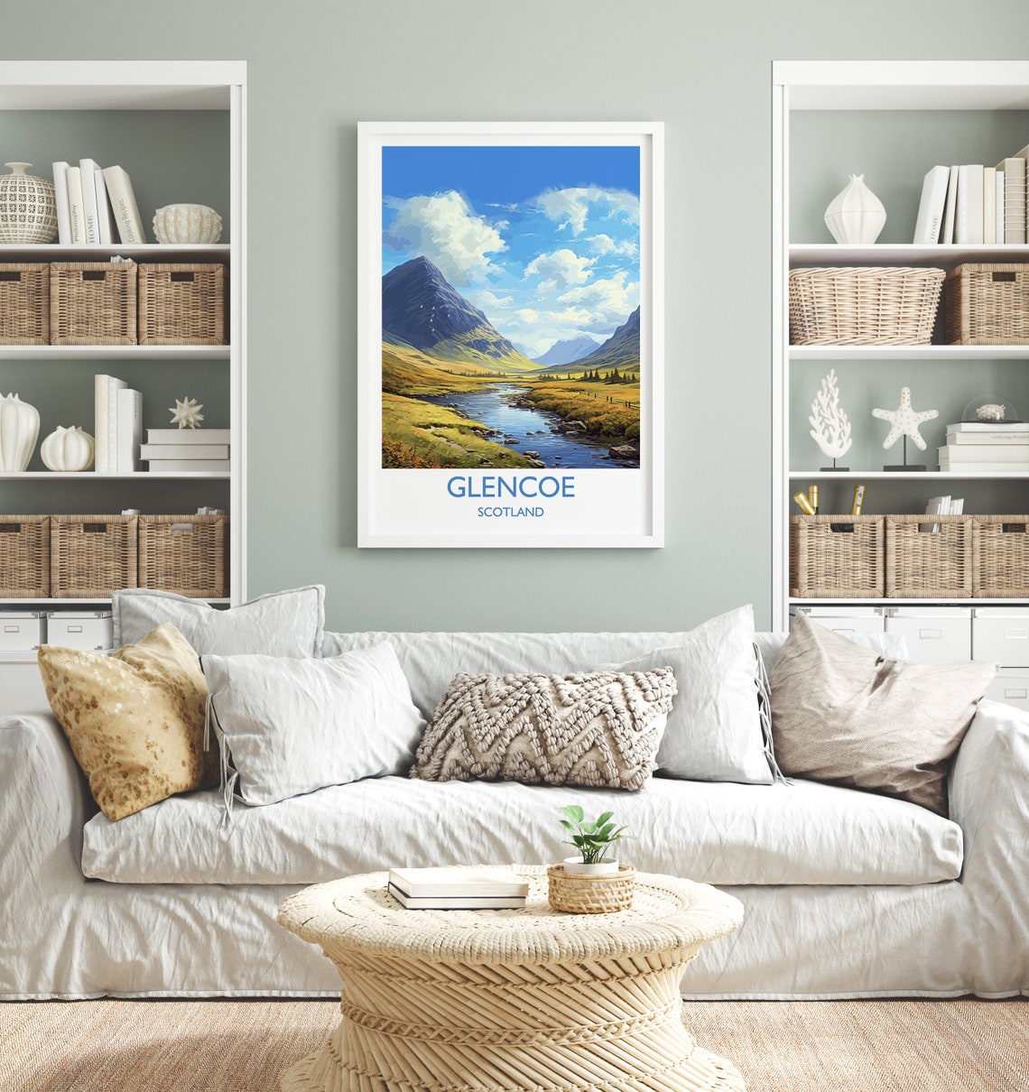 Glencoe Scotland Highland Valley River Mountain View Art Poster - Image 4