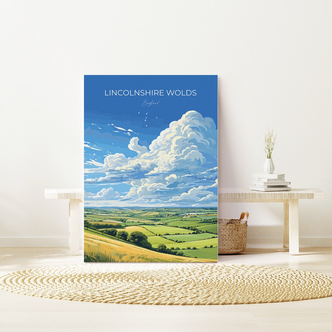 Lincolnshire Wolds England Patchwork Fields Clouds Travel Poster - Image 2