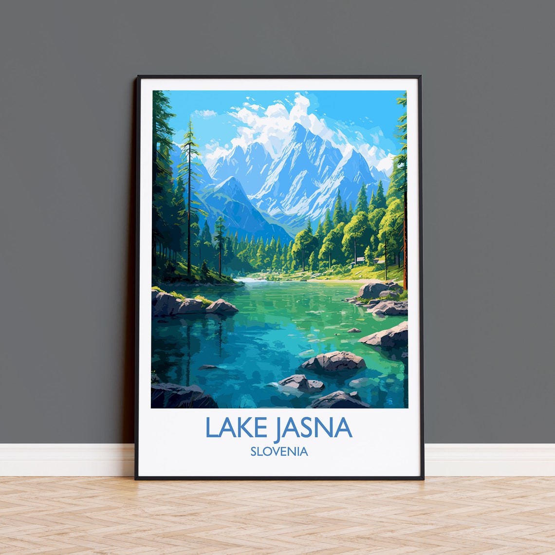 Lake Jasna Slovenia Turquoise Lake Mountain Scene Art Poster