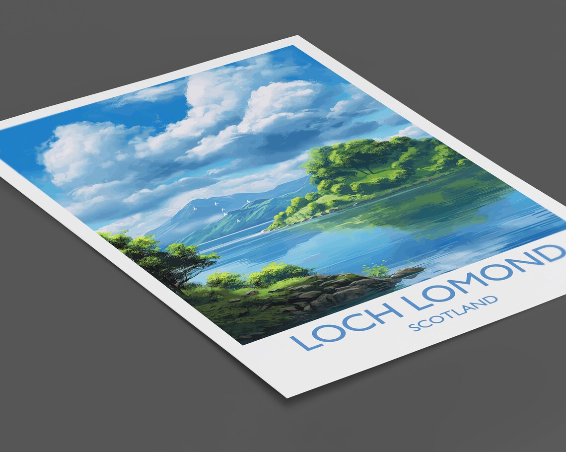 Loch Lomond Scotland Wooded Islands Misty Hills Water Art Poster - Image 2