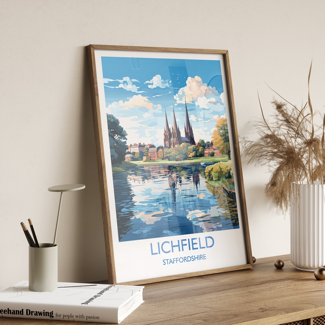 Lichfield England Staffordshire Travel Poster - Image 4
