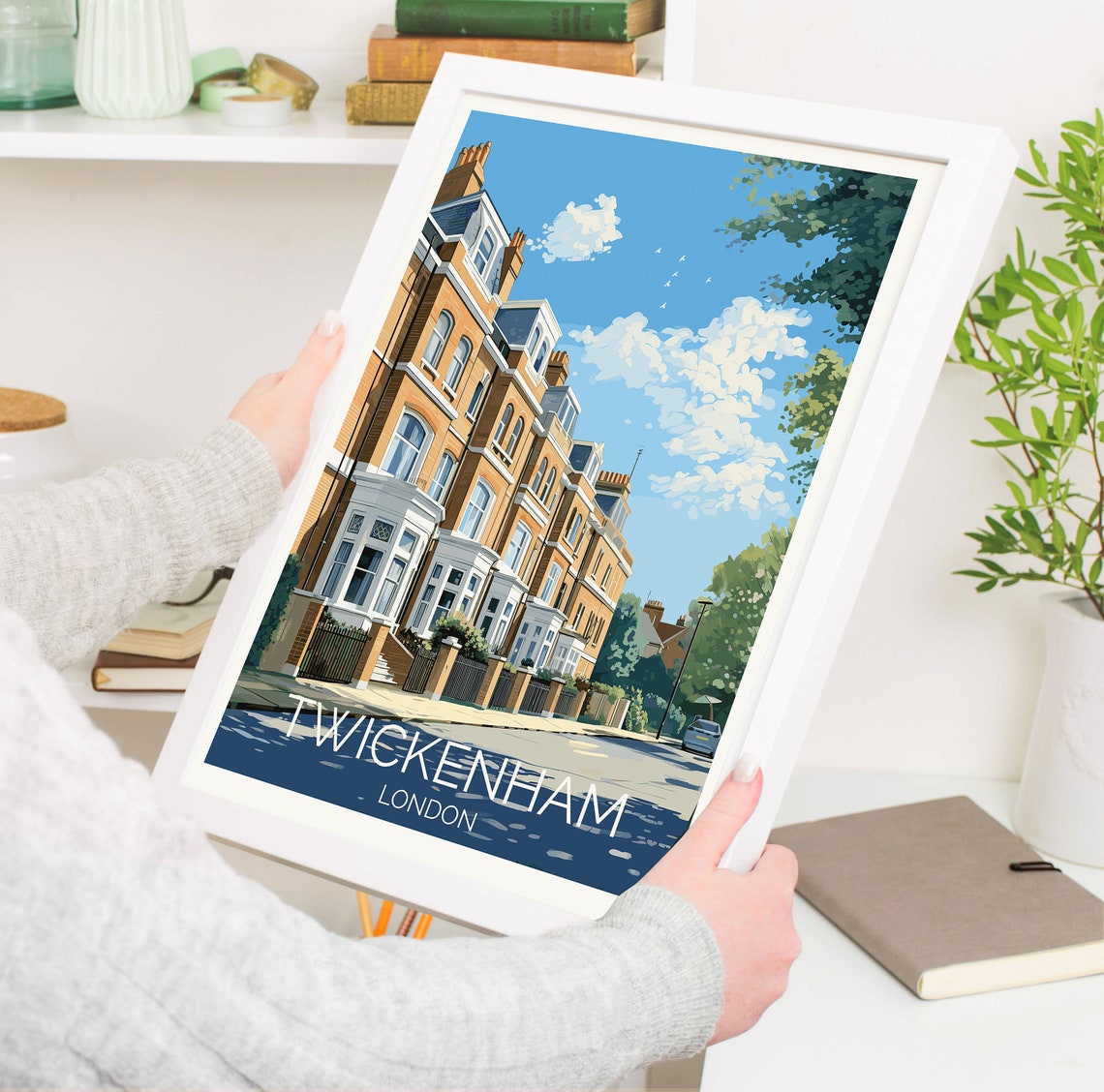 Twickenham London Classic Brick Terrace Street Scene Travel Poster - Image 5