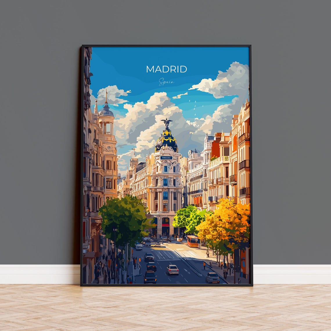 Madrid Spain Gran Via Metropolis Building City Street Poster