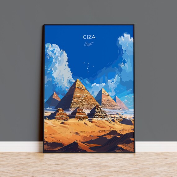 Giza Travel Poster Travel Print Of Giza Egypt Art Lovers Gift Giza Pyramids Wall Art