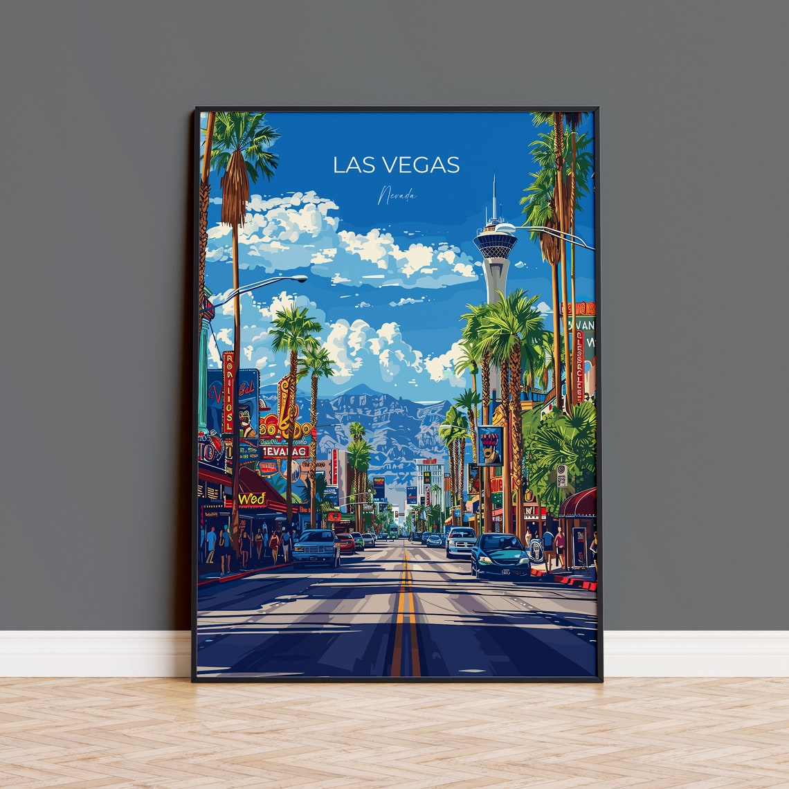 Las Vegas Travel Poster Travel Print Of Las Vegas Nevada Las Vegas Art Lovers Gift Usa Gift Wall Art Print