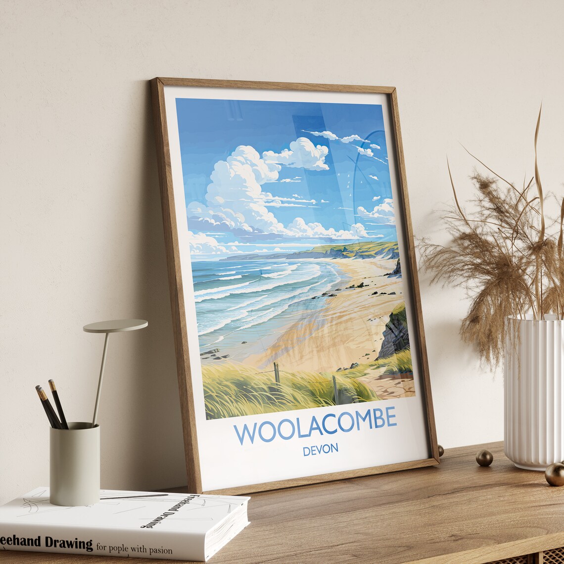 Woolacombe Travel Poster, Devon England Art Print - Image 2