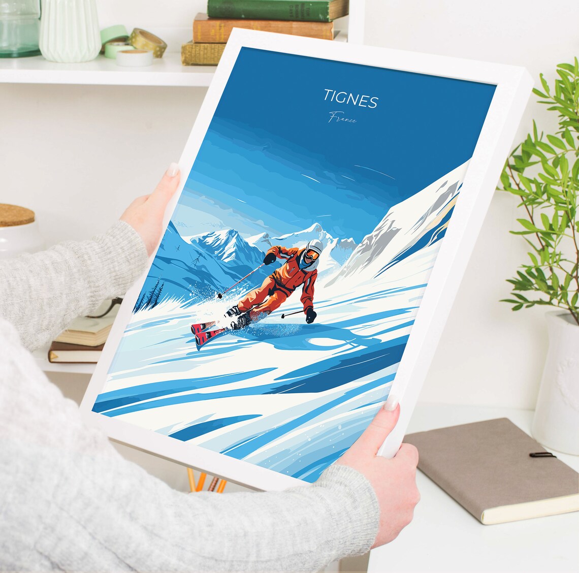 Tignes France Alpine Ski Resort Steep Powder Slope Skier Poster - Image 5