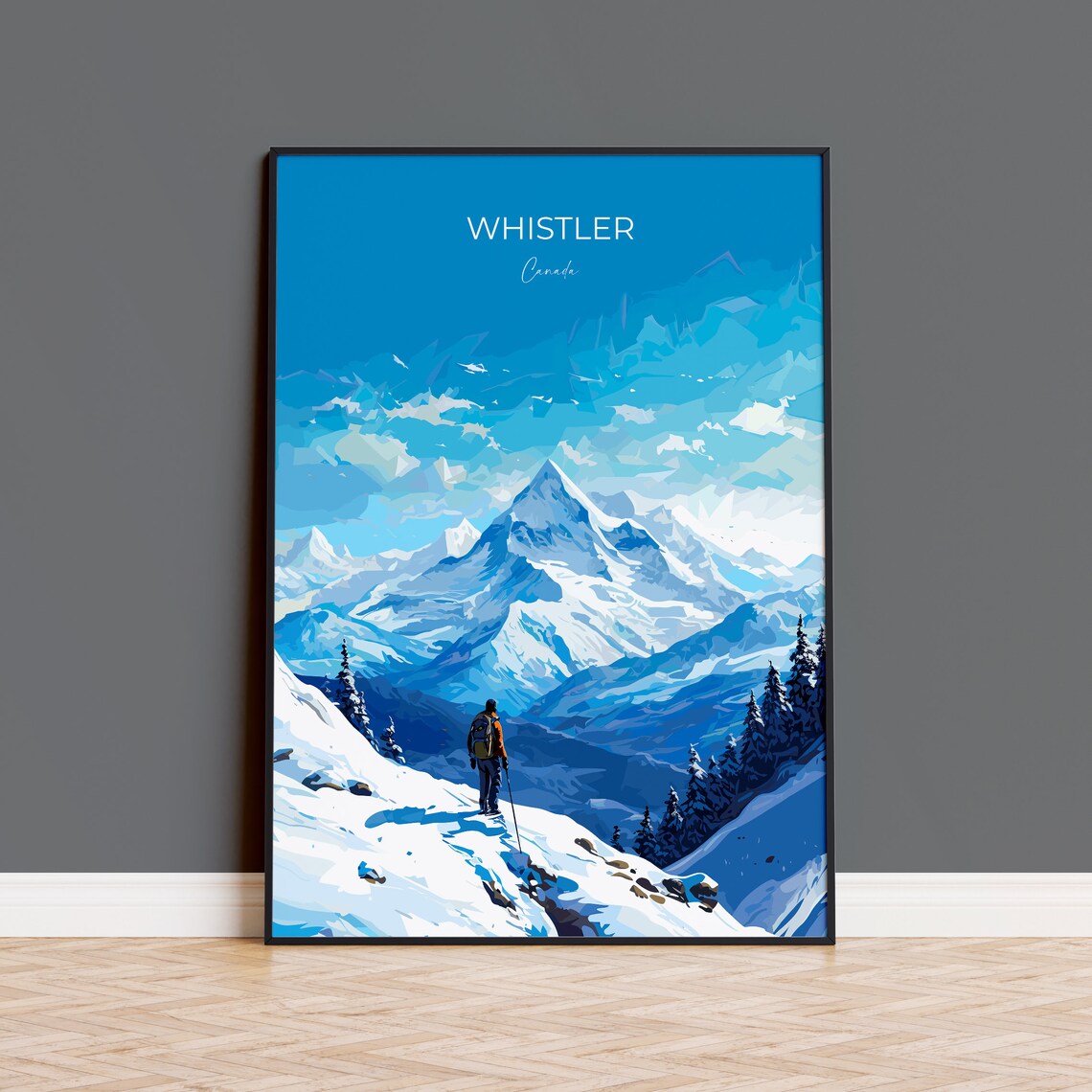 Whistler Canada Backcountry Skiing Alpine Adventure Travel Poster
