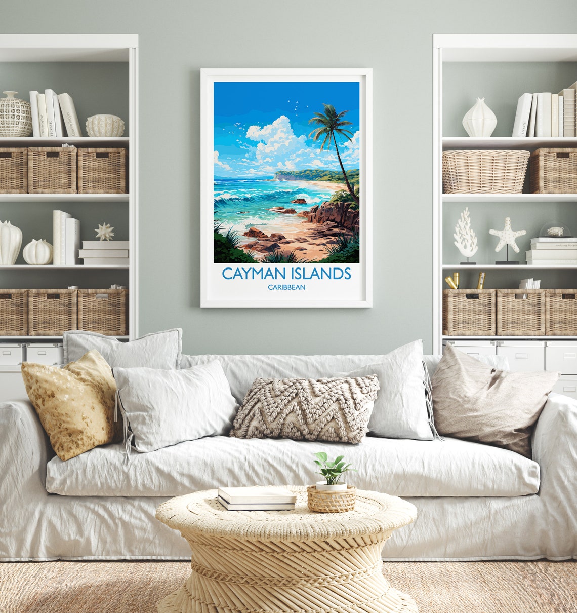 Cayman Islands Caribbean Beach Palm Shore Vintage Travel Poster - Image 4