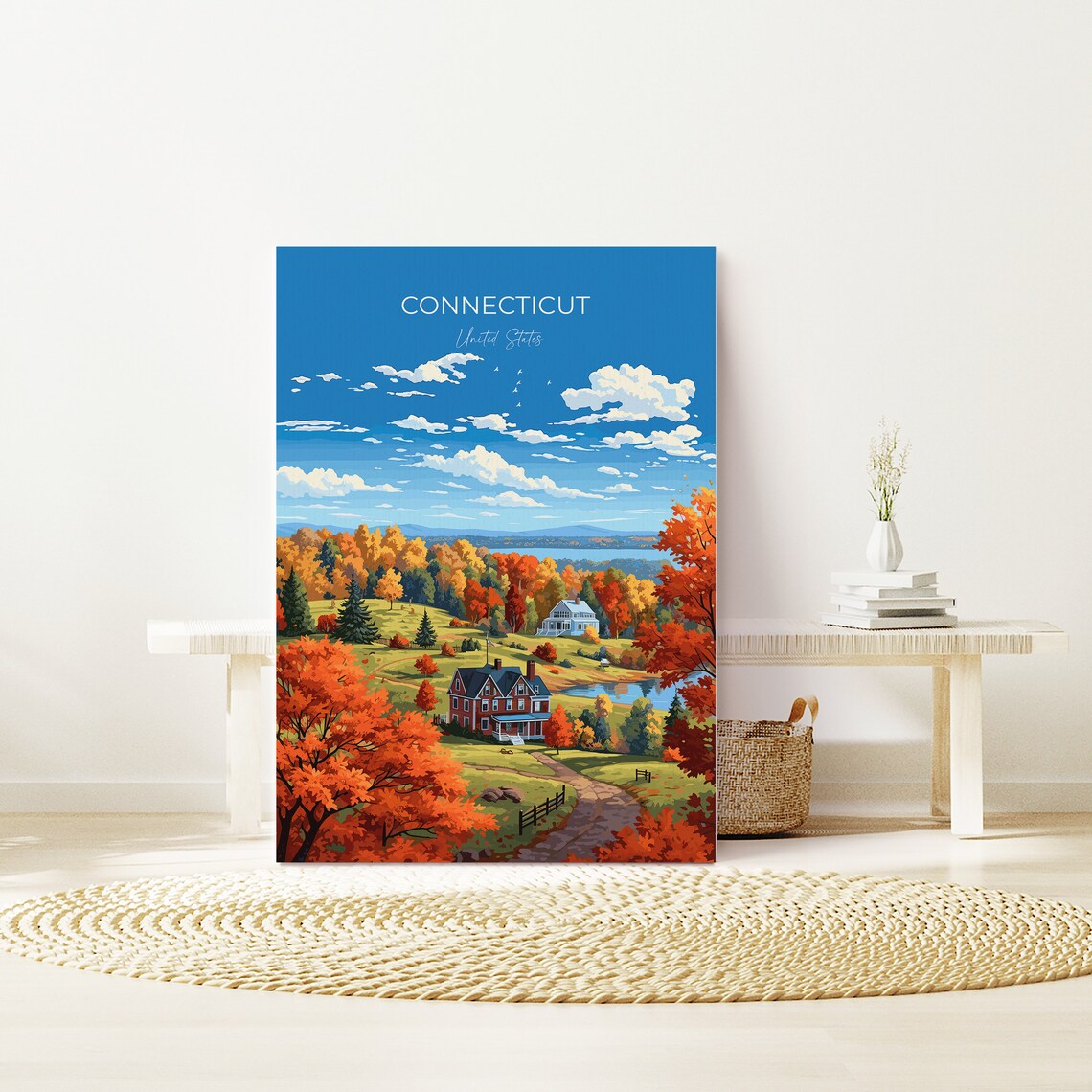 Connecticut Autumn Countryside Fall Foliage Farm Hills Poster - Image 2