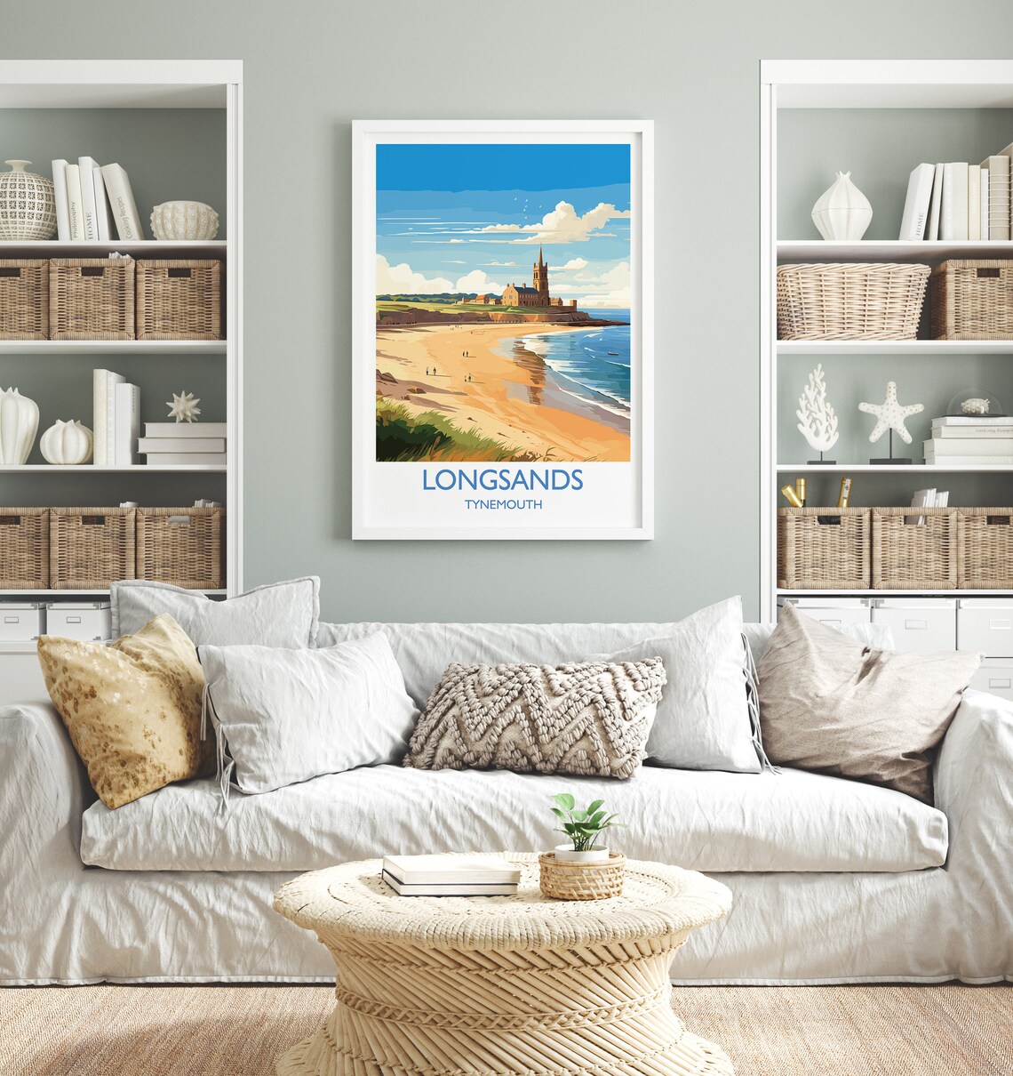 Longsands Tynemouth Beach Church Cliff Coastal Travel Poster - Image 4