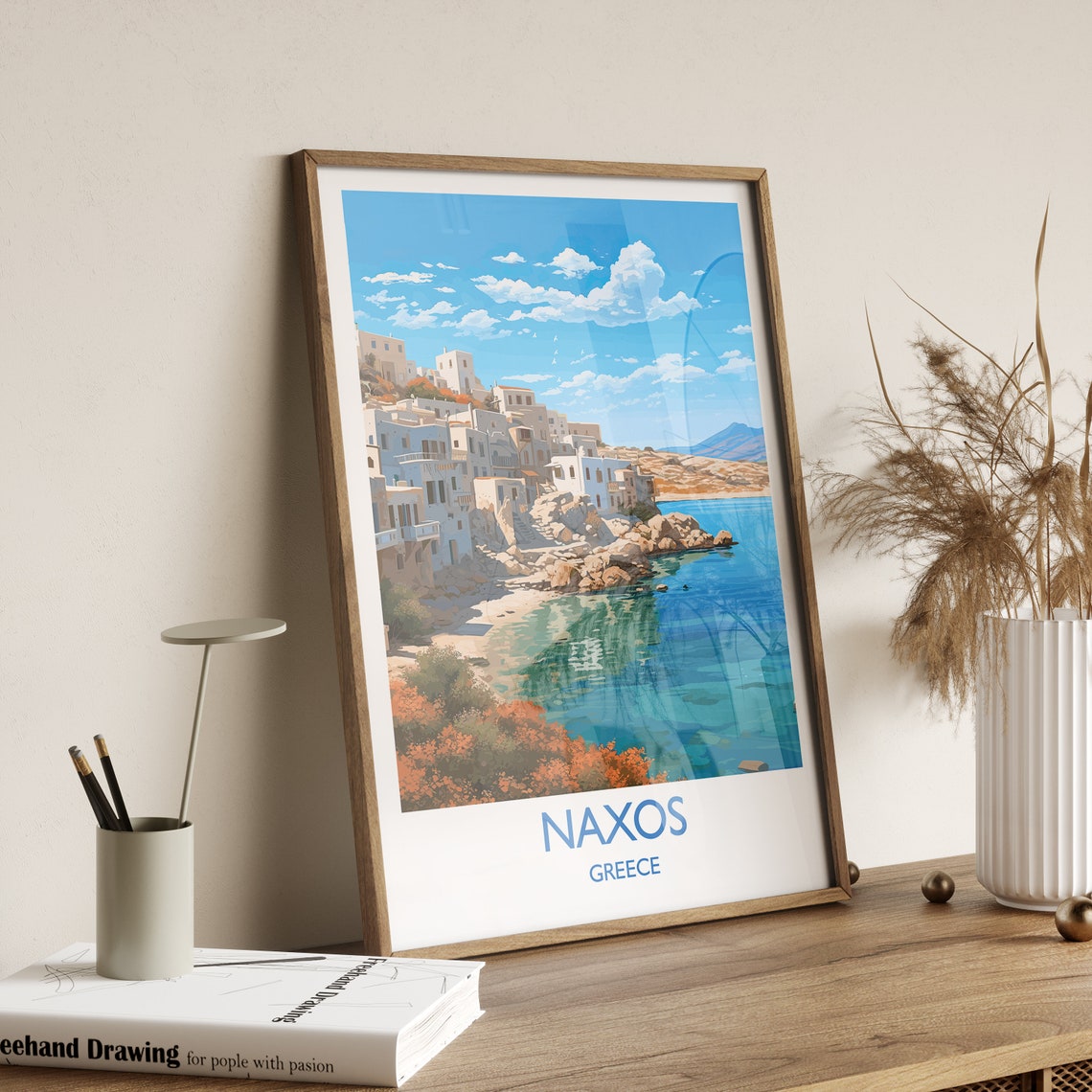 Naxos Travel Print Travel Poster Of Naxos Greece Gift Greek Islands Art Naxos Gift Wall Art Print - Image 3