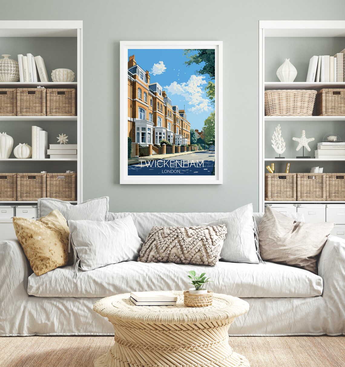Twickenham London Classic Brick Terrace Street Scene Travel Poster - Image 4