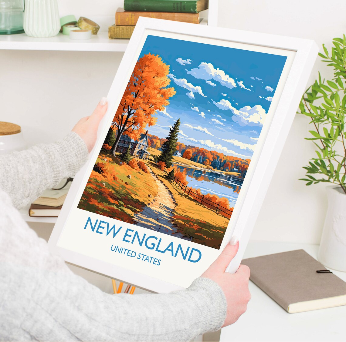 New England Autumn Travel Poster, Fall State Print - Image 5