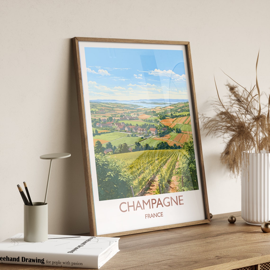 Champagne Poster Travel Print Of Champagne Wine Region France Europe Travel Gift - Image 3