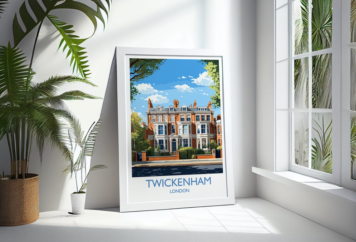 Twickenham London Red Brick Victorian Villa Street Travel Poster - Image 3