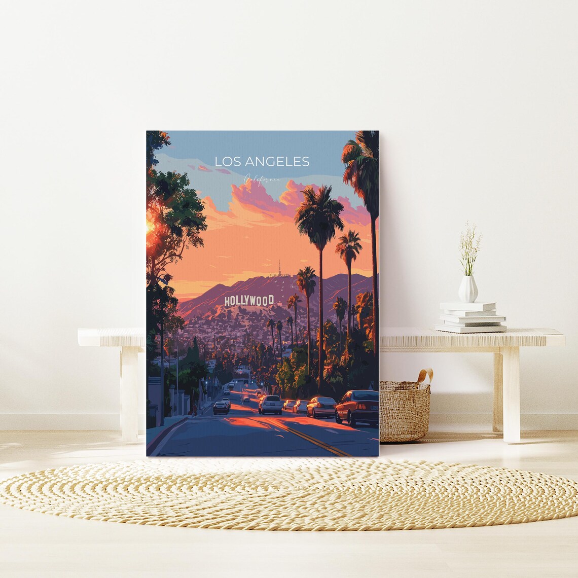 Los Angeles Hollywood Sign Sunset Hills View California Travel Poster - Image 2