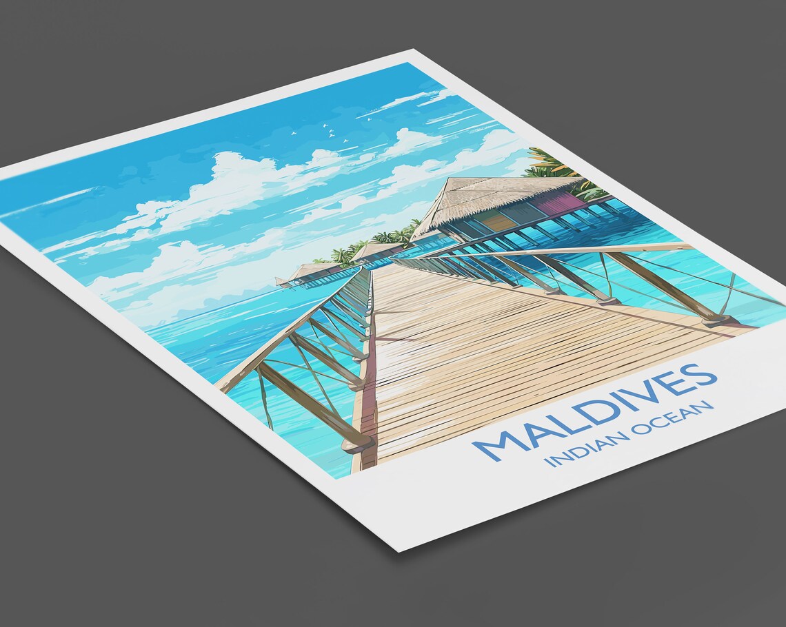 Maldives Travel Poster, Indian Ocean Place Print - Image 2