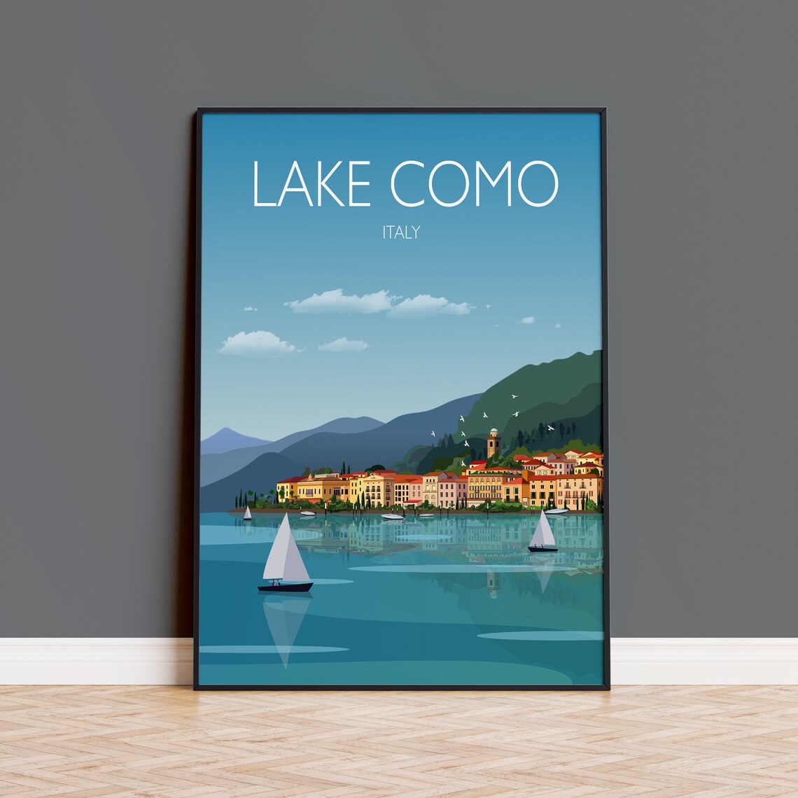 Lake Como Travel Poster, Italy Travel Art Print