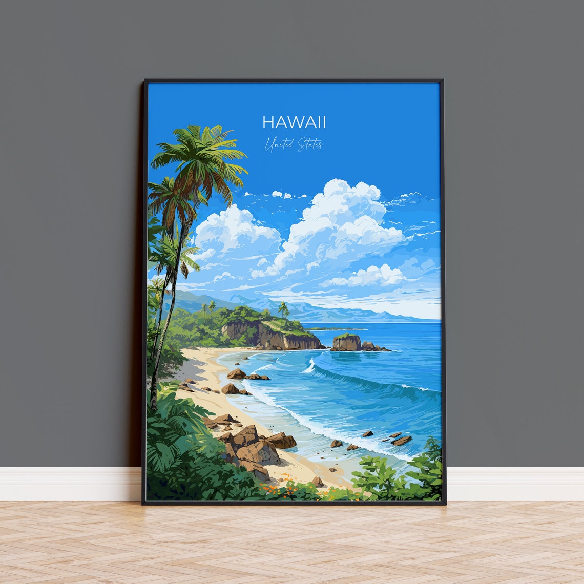 Hawaii Travel Print Travel Poster Of Hawaii Hawaii Art Gift United States Gift Usa Wall Art Print