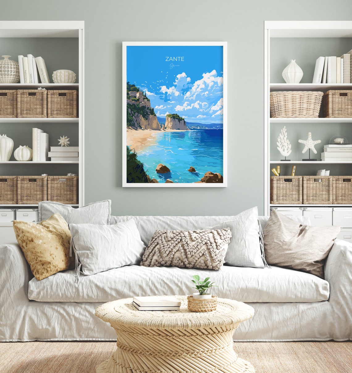 Zante Travel Print Travel Poster Of Zante Greece Gift Greek Islands Art Zante Gift Wall Art Print - Image 3