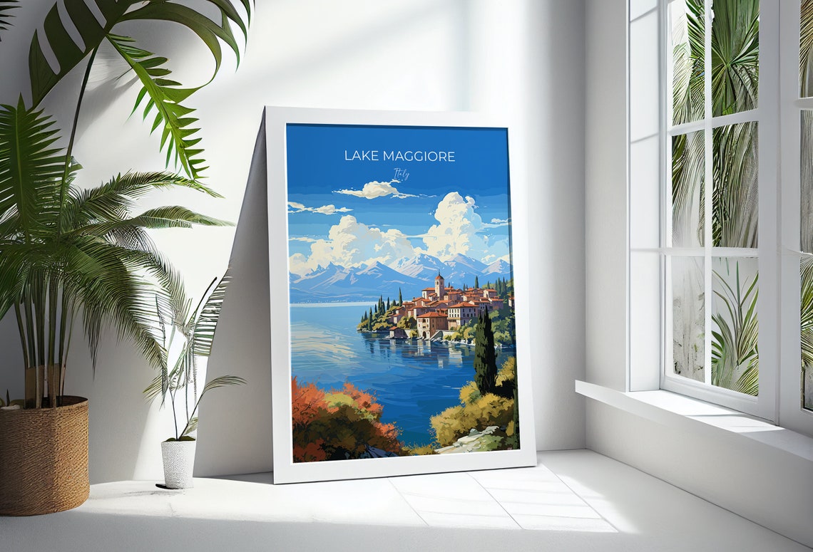 Lake Maggiore Travel Poster Wall Art Travel Print Of Lake Maggiore Lake Maggiore Art Lovers Gift Italy Italian Lakes Art Gift - Image 3