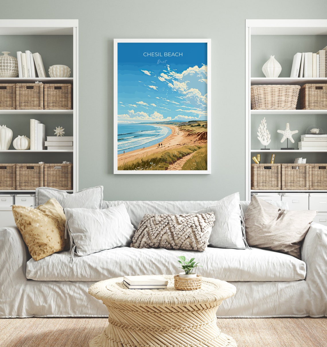 Chesil Beach Dorset Shoreline Waves Summer Coastline Art Poster - Image 4