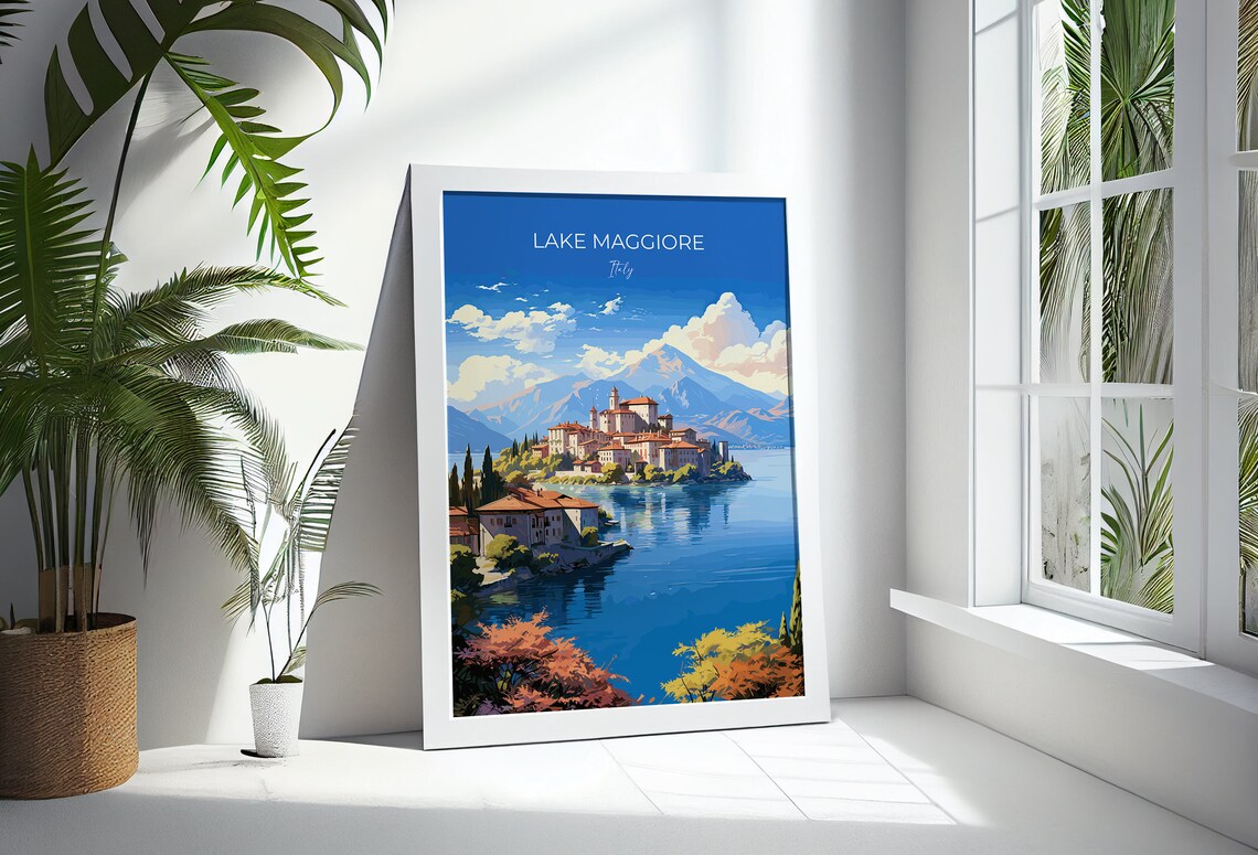 Lake Maggiore Italy Island Castle Autumn Shores Travel Poster - Image 3