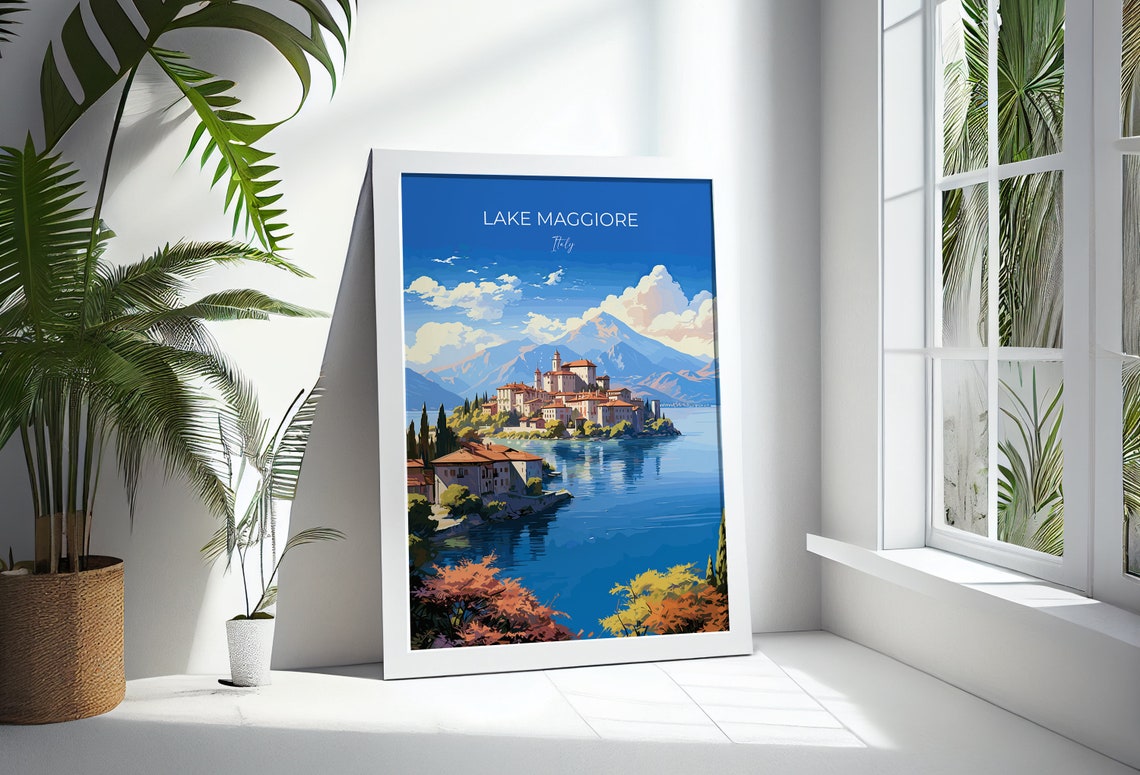Lake Maggiore Travel Print Wall Art Travel Poster Of Lake Maggiore Lake Maggiore Art Lovers Gift Italy Italian Lakes Art Gift - Image 3