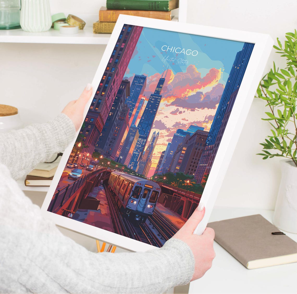 Chicago Travel Print Wall Art Travel Poster Of Chicago Illinois Chicago Art Lovers Gift Usa City Art Gift - Image 3
