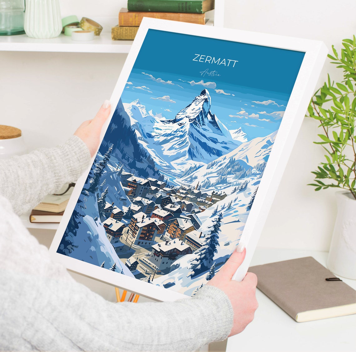 Zermatt Matterhorn Alpine Village Ski Resort Snowy Winter Poster - Image 5